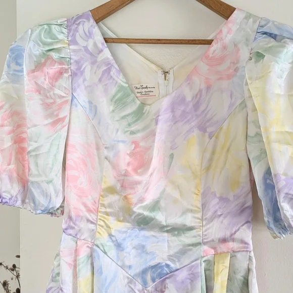 Handmade OOAK Vintage Floral Pastel Impressionist Maxi Dress - Picture 3 of 15